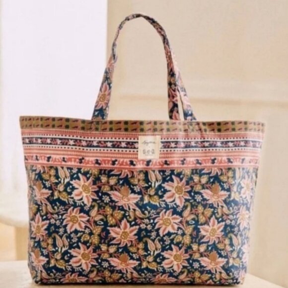 Sézane x Sea New York limited edition tote bag, navy paisley floral print, NWOT - Picture 5 of 5